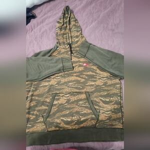 NIKE Olive Green and Tan Camo Hoodie